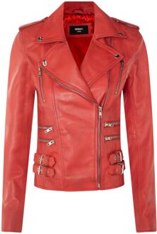 Dames leren rode Brando bikerjack - Constantia Rood - EU 38 / UK 10