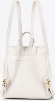 Dames Leren Rugzak met Rechthoekige Klep, Crème, Natuurlijk Leer