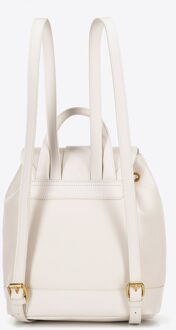 Dames Leren Rugzak met Trekkoorden, Crème, Natuurlijk Leer