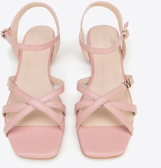 Dames leren sandalen met bandjes, stoffig roze, natuurlijk leer - EU 39