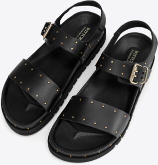 Dames Leren Sandalen met Klinknagels Zwart Natuurlijk Leer - maat