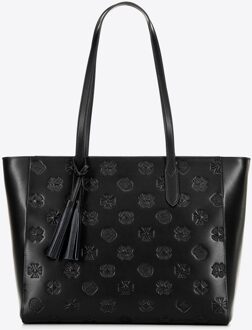 Dames leren shopper met kenmerkende zwarte en zilveren zwarte en