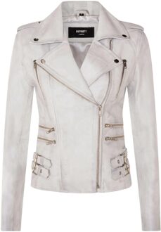 Dames leren witte Brando bikerjack - Constantia - maat EU 46 / UK 18