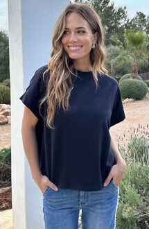 Dames Loose Fit T-Shirt Katoen Marine Marineblauw