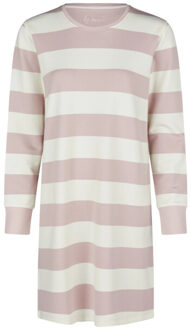 Dames lounge nachthemd lange mouw sweatstof roze/wit gestreept Veelkleurig - XXL