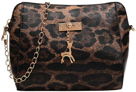 Dames Luipaard Print Fawn Hanger Shell Schoudertas Crossbody Tas Voor Vrouwen Handtas Riem Bag #25