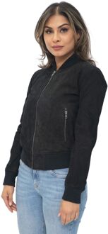 Dames MA-1 suède bomberjack-Arnhem Zwart