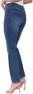 Dames Magic Shaping Slim Flare Leg Jeans met hoge taille in blauw - maat