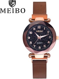 Dames Magnetische Sterrenhemel Klok Quartz Mesh Met Magnetische Gesp Dames Horloge Vrouwen Horloge Jurk Horloge Party Zegarek Damski koffie