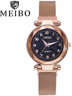 Dames Magnetische Sterrenhemel Klok Quartz Mesh Met Magnetische Gesp Dames Horloge Vrouwen Horloge Jurk Horloge Party Zegarek Damski roos