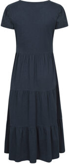 Dames Malaga Gelaagd Broderie Mouw Jurk (Marineblauw) - maat Navy