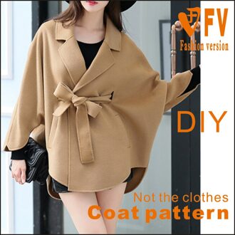 Dames Mantel Mantel Patroon Dubbelzijdige Kasjmier Revers Jas Tekening Kledingstuk Naaien Tekening BFY-248 Size 3XL