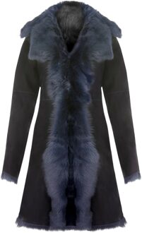 Dames marineblauwe Toscaanse schapensuède trenchcoat - Celeste - maat EU 48 / UK 20 Navy