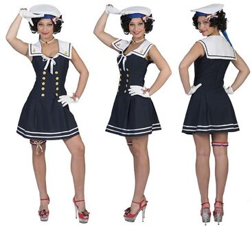 Dames matrozen pakje Wit - Transparant, Blauw