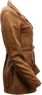 Dames MD-lengte leren bikerjack-Okehampton - maat EU 38 / UK 10 Bruin