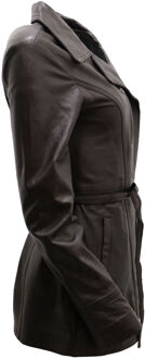 Dames MD-lengte leren bikerjack-Okehampton - maat EU 52 / UK 24 Bruin