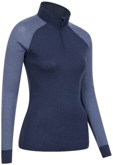 Dames Merino Wol Zip Neck Thermo Top (Navy) - EU 42 / UK 14