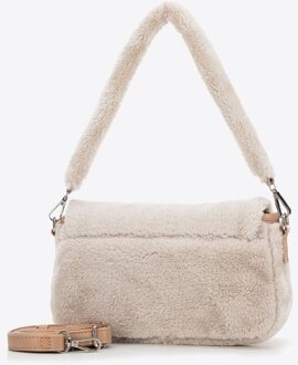 Dames Messenger Bag met Bont, Crème