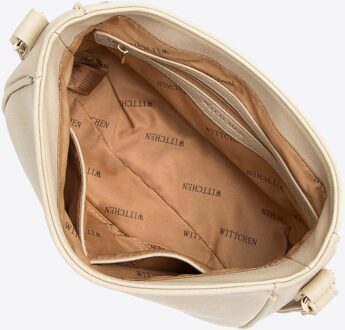 Dames Messenger Bag met Imitatiebont, Grijs-Beige, Eco-Leer - maat