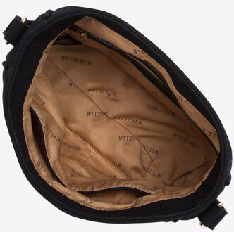 Dames Messenger Bag met Imitatiebont Zwart Leer