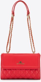 Dames Messenger Bag van echt leer met stiksel in rood