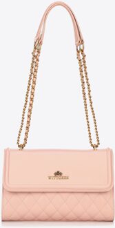 Dames Messenger Bag van echt leer met stiksel, roze