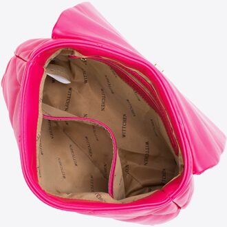 Dames Messenger Bag van zacht eco-leer, gewatteerd, met ketting - maat Roze