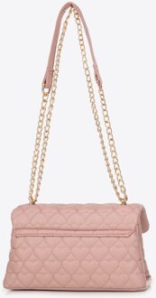 Dames mini handtas gewatteerd met hartjes, roze eco-leer