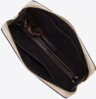 Dames mini leren handtas met dikke ketting, beige, natuurlijk leer