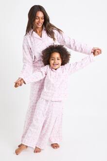 Dames Mini Me Geruit En Hart Pyjama Broek Set, Light Pink - 34