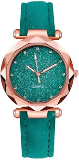 Dames Mode Koreaanse Rhinestone Rose Gold Quartz Horloge Vrouwelijke Riem Horloge Часы Женские Horloge Dames Zegarki Damskie groen