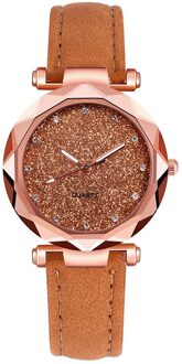 Dames Mode Koreaanse Rhinestone Rose Gold Quartz Horloge Vrouwelijke Riem Horloge Часы Женские Horloge Dames Zegarki Damskie koffie
