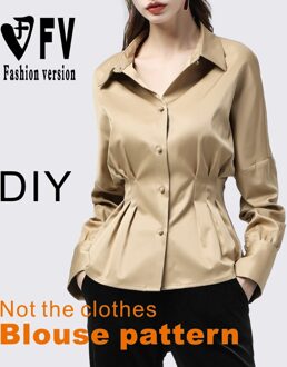 Dames Mode Stand Kraag Shirt Patroon Lange Mouwen Top Naaien Effect Tekening Kledingstuk Tekening BCY-120 Size L