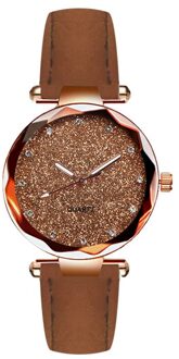 Dames Mode Strass Rose Goud Quartz Horloge Vrouwelijke Riem Horloge Ronde Dial Dress Klok Leisure Horloges Reloj Femenino #2 Bruin