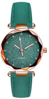 Dames Mode Strass Rose Goud Quartz Horloge Vrouwelijke Riem Horloge Ronde Dial Dress Klok Leisure Horloges Reloj Femenino #2 groen
