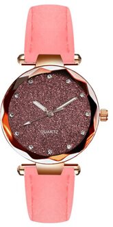 Dames Mode Strass Rose Goud Quartz Horloge Vrouwelijke Riem Horloge Ronde Dial Dress Klok Leisure Horloges Reloj Femenino #2 Roze