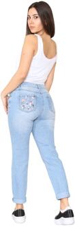 dames mom jeans met hoge taille, taps toelopende rechte pijpen Lichtblauw - EU 36 Normaal/ UK 8 Normaal