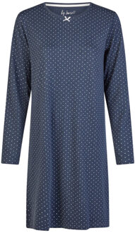 Dames nachthemd interlock lange mouw donker gestipt Blauw - XL