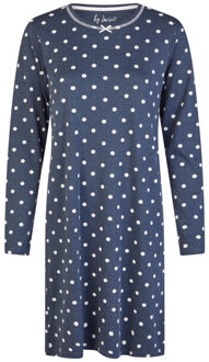 Dames nachthemd interlock lange mouw donker polkadot Blauw - S