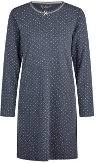 Dames nachthemd interlock lange mouw gestipt - maat S Blauw