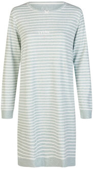 Dames nachthemd interlock lange mouw groen/wit gestreept