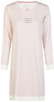 Dames nachthemd interlock lange mouw roze/wit gestreept - maat S Veelkleurig