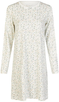 Dames nachthemd interlock lange mouw wit gebloemd - XXL