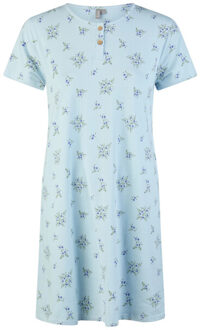 Dames nachthemd korte mouw blauw gebloemd