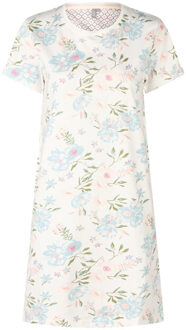 Dames nachthemd korte mouw flowers - maat M Wit