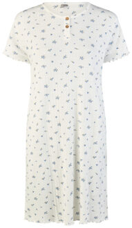 Dames nachthemd korte mouw gebloemd Wit - XL