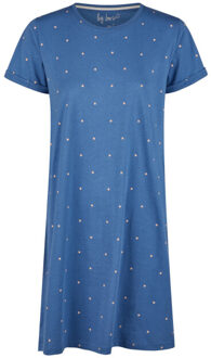 Dames nachthemd korte mouw gestipt - maat S Blauw