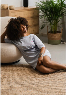 Dames nachthemd korte mouw gestreept Blauw