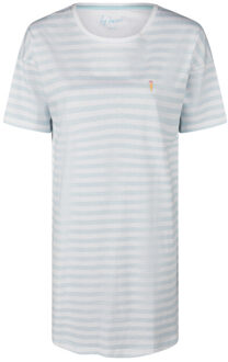 Dames nachthemd korte mouw gestreept - maat M Lichtblauw