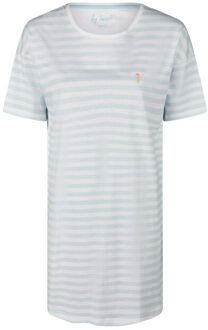 Dames nachthemd korte mouw gestreept - maat S Lichtblauw